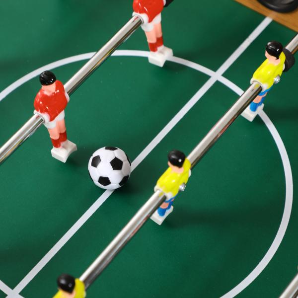 Mesa de Matraquilho para Crianças e Adultos Matraquilho 69x37x70cm com 2 Bolas 6 Hastes Metálicas 2 Placares de Pontos 18 Jogadores Pés Dobrável para Familias Festas Madeira
