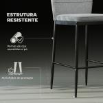 Conjunto de 2 Bancos de Bar Bancos Altos de Cozinha com Encosto e Apoio para os Pés Estofados em Veludo 41x52x97 cm Cinza