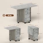 Mesa de Refeição Dobrável com Rodas Mesa Abatível com 2 Gavetas e Armário Mesa Auxiliar Multifuncional 120x60x76,5 cm Cinza