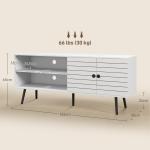 Móvel de TV para Televisores de até 65 Polegadas com 2 Prateleiras Abertas 1 Armário com Portas 145x38x65 cm Branco