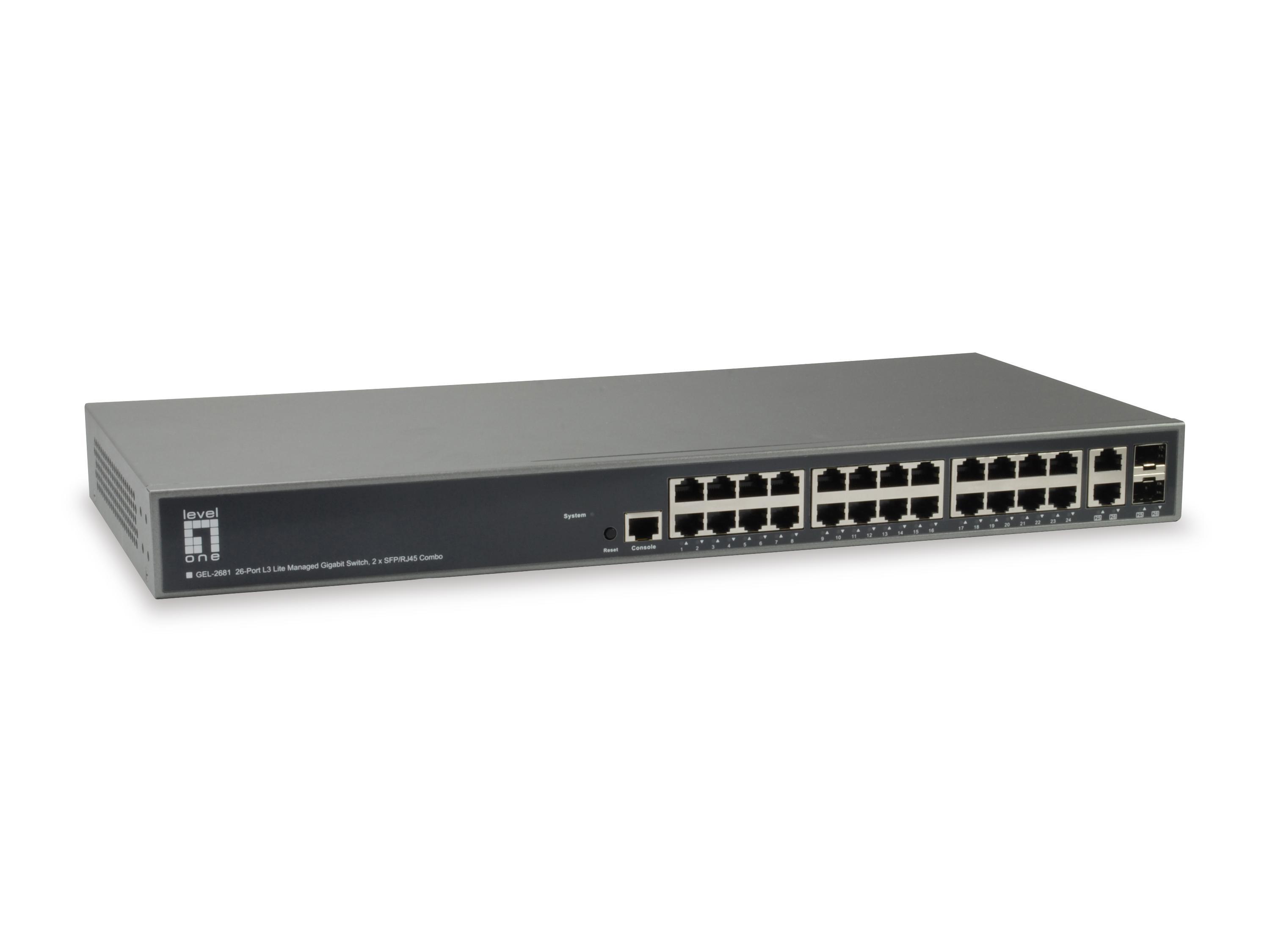 Switch LEVEL ONE 26 - Port L3 Lite Managed Gigabit 2 x SFP/RJ45 Combo - GEL - 2681