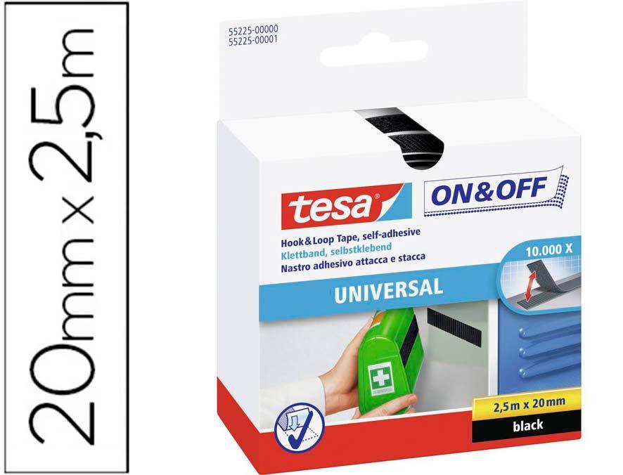 Fita Adesiva Velcro Universal 2,5m x 20mm (Preto) - TESA