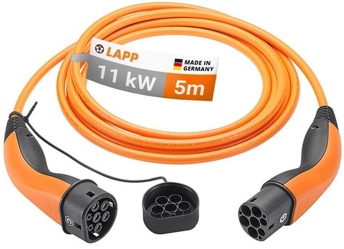 Cabo de Carregamento p/ Veículos Elétricos Tipo 2 / 11kW / 20A / 5m (Laranja) - LAPP