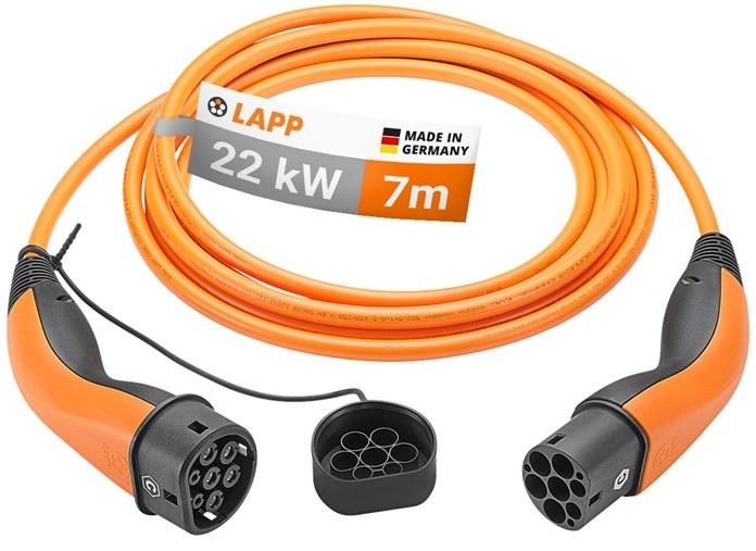 Cabo de Carregamento p/ Veículos Elétricos Tipo 2 / 22kW / 32A / 7m (Laranja) - LAPP