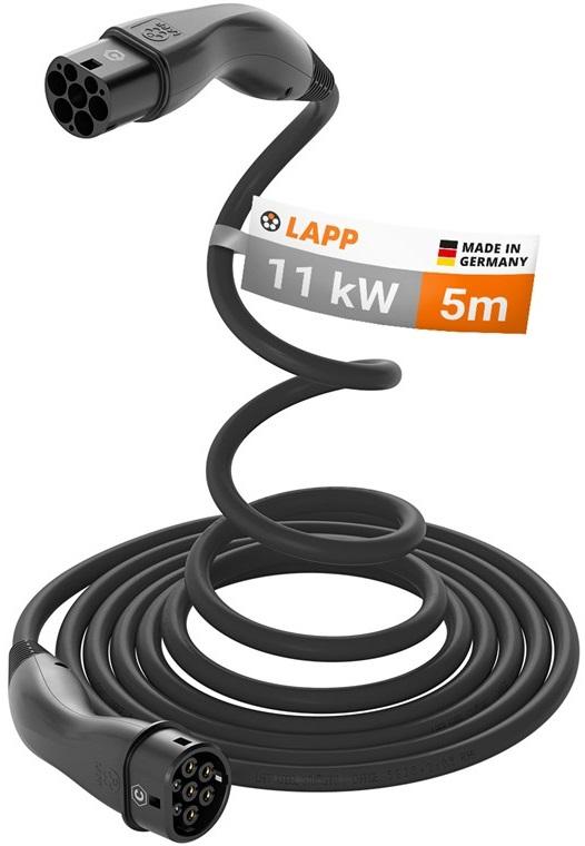 Cabo de Carregamento p/ Veículos Elétricos Tipo 2 / 11kW / 20A / 5m (Preto) - LAPP
