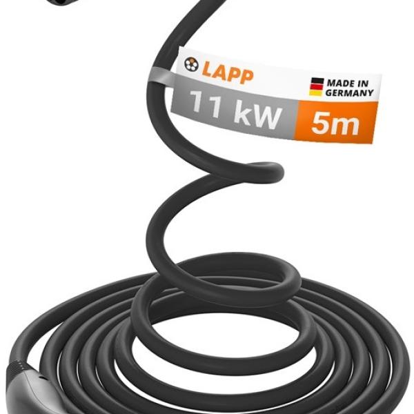 Cabo de Carregamento p/ Veículos Elétricos Tipo 2 / 11kW / 20A / 5m (Preto) - LAPP