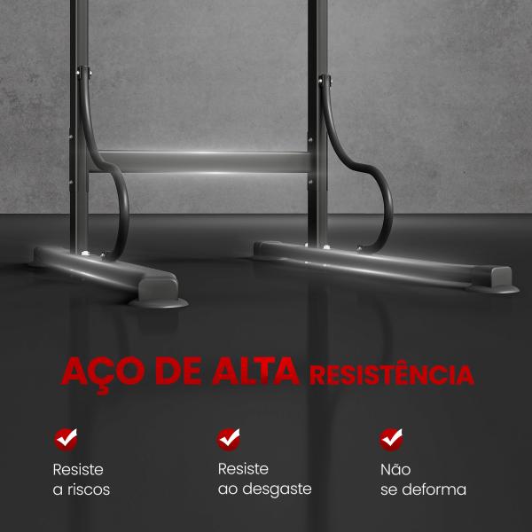 Barra de Elevações com Altura Ajustável Estação de Flexões Máquina de Elevações Multifuncional para Treino de Força 98x84x171 - 219 cm Preto