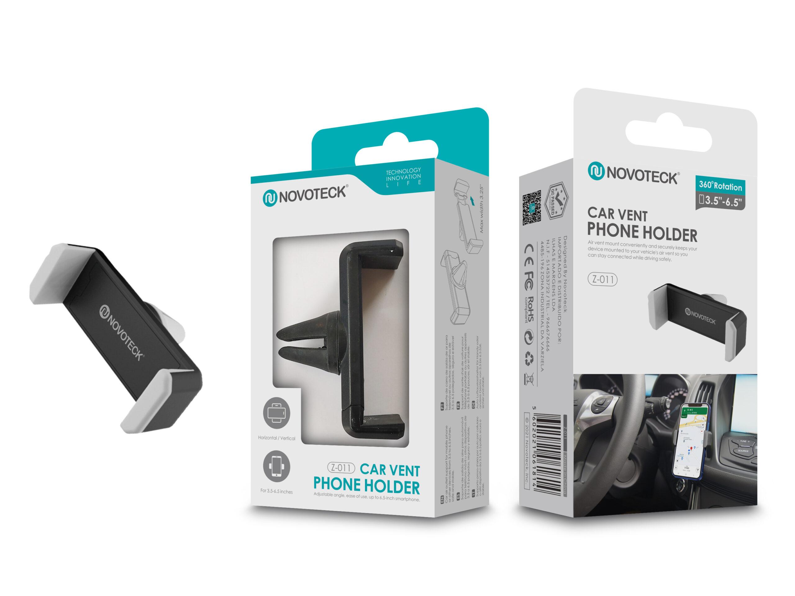 Suporte para Telemóvel de Ventilação Cinza - Negro Z - 011 Rotação 360