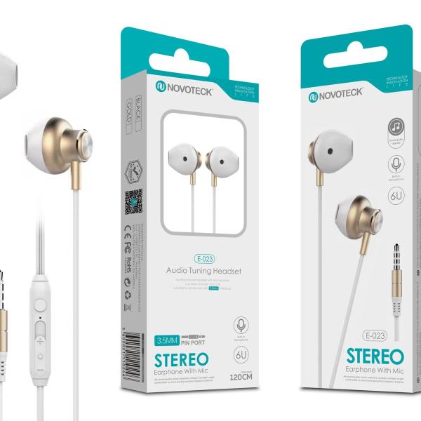 Fones Metal Bass Com Micro Dourado E-023