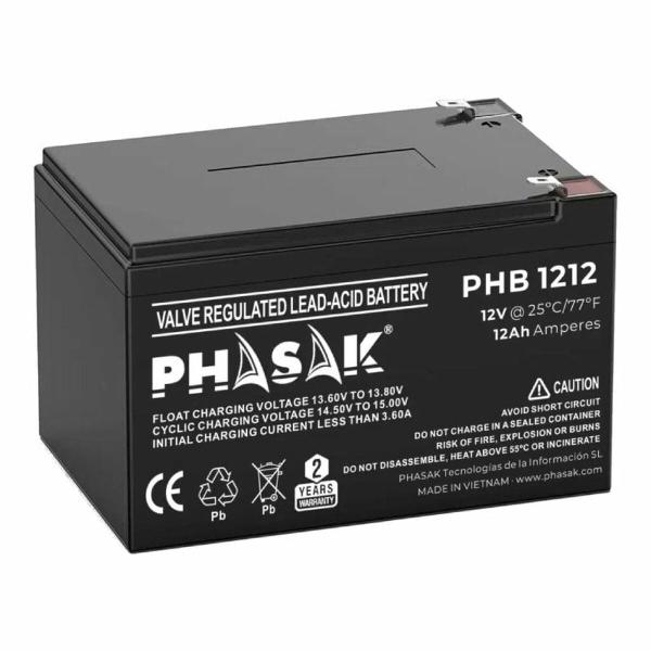 Bateria para Sistema Interactivo de Fornecimento Ininterrupto de Energia Phasak PHB 1212 12 Ah 12 V