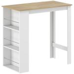 Mesa de Bar de Bistrô com 3 Prateleiras com Suporte Estilo Moderno para Cozinha e Sala de Jantar 112x57x106 cm Branco