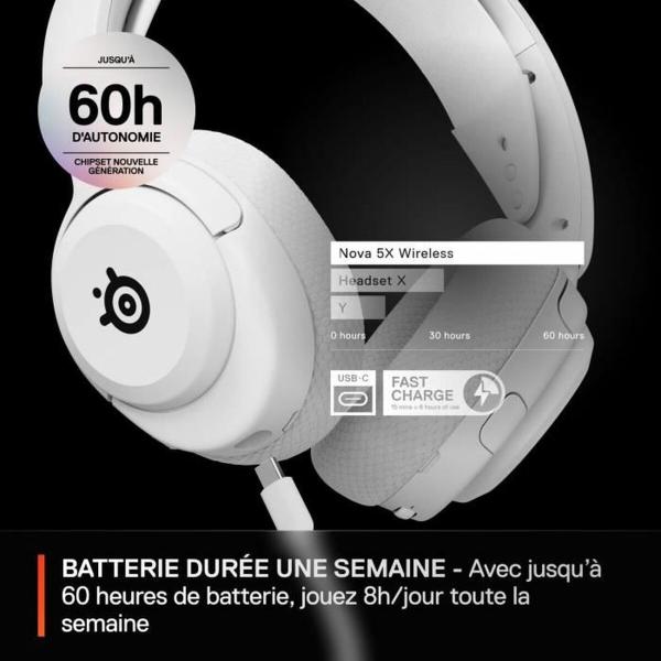 Auriculares com microfone SteelSeries Arctis Nova 5X Branco