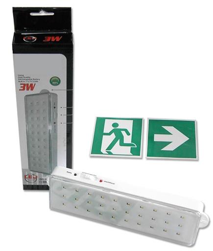 Armadura Saída Emergência 3W 180Lm (30 LEDs) Recarregável - NÃO - PERMANENTE