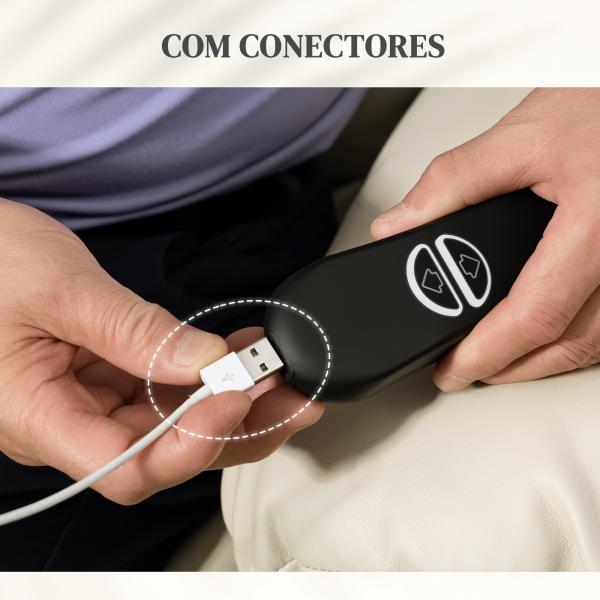 Poltrona Relax Reclinável Elétrica Elevatória com Massagem Vibratória Aquecimento e Porta USB 93x95,5x100 cm Creme