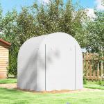 Estufa de Jardim 180x180x200 cm Estufa Tipo Túnel Pequena com Porta Enrolável e Janela de Malha para Cultivar Plantas Flores Branco