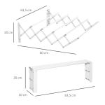 Estendal de Parede Extensível de 63,5cm de Metal com 5 Barras para Interior e Exterior Carga 10kg 63,5x60x20cm Branco