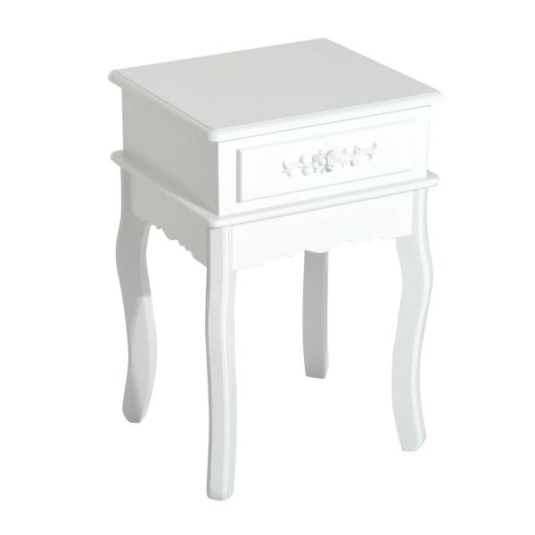 Mesa de Cabeceira com 1 Gaveta Mesa Auxiliar de Madeira para Dormitório Sala de Estar Estilo Moderno 40x35x60cm Branco