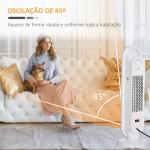 Aquecedor Cerâmico de Torre 1200W/2000W com Controle Remoto Termostato Temporizador de 24h e Sistema Anti - Rolamento para Sala de 20m² 21x21x63,5cm Branco e Preto