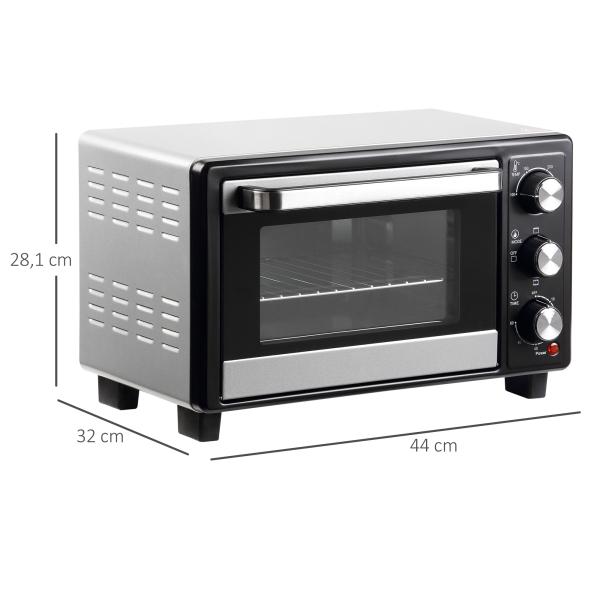 Mini Forno 16L 1400W com 3 Modos de Aquecimento Temperatura até 230°C Temporizador 60 Minutos 44x32x28,1 cm Prata