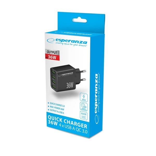 Carregador de Parede Esperanza EZC107K Preto