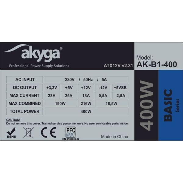 Fonte de Alimentação Akyga AK-B1-400 400 W ATX RoHS