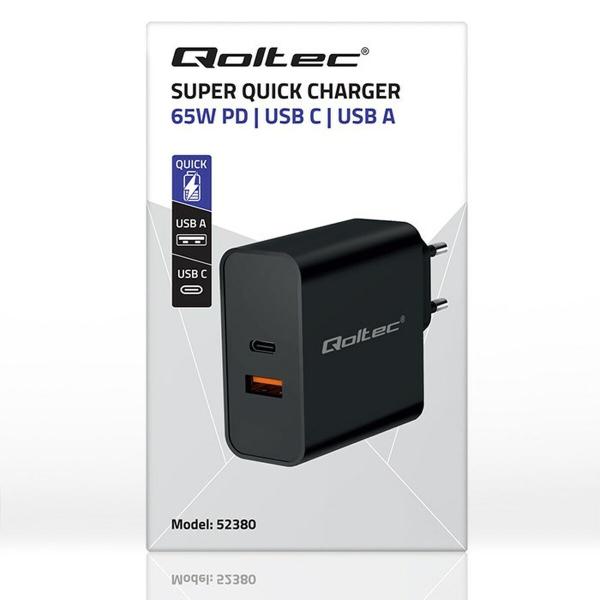 Carregador de Parede Qoltec 52380 Preto 65 W (1 Unidade)
