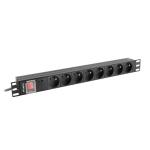 Extensor 19" 8 Tomas Schuko com interruptor Lanberg PDU-08E-0200-BK (2 m)