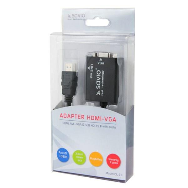 Adaptador HDMI para VGA Savio CL-23 Preto