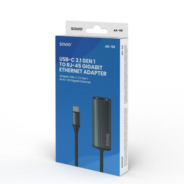 Adaptador USB-C para Ethernet Savio AK-56