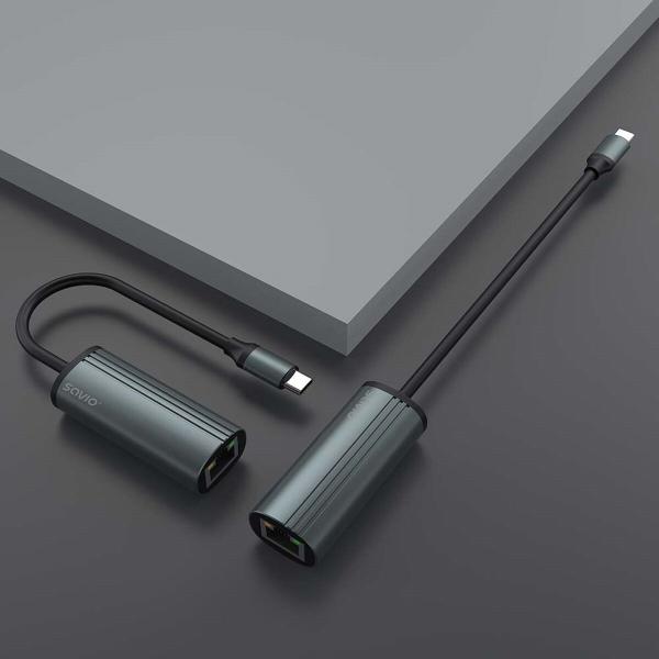Adaptador USB-C para Ethernet Savio AK-56