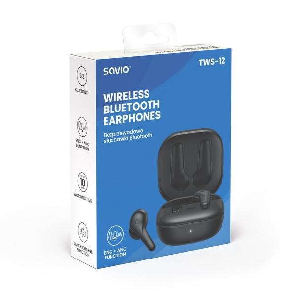 Auriculares in Ear Bluetooth Savio TWS-12 Preto