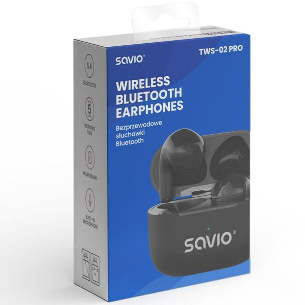 Auriculares sem fios Savio TWS-02 PRO Preto black