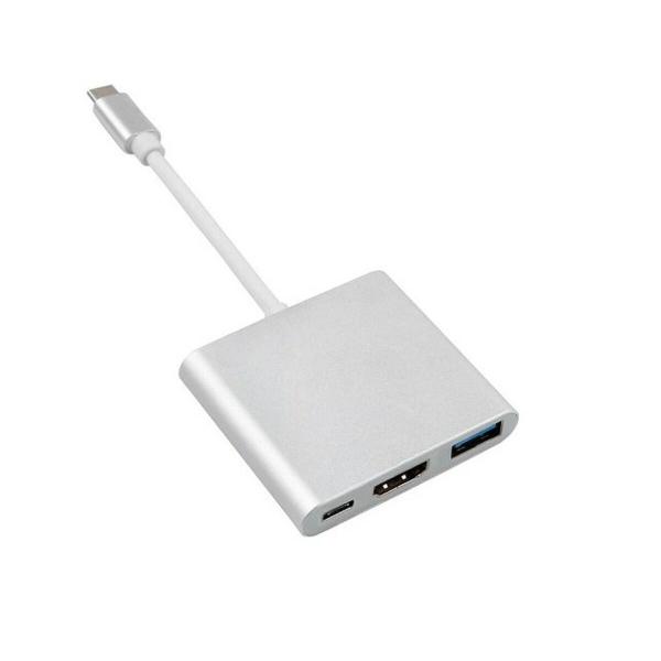 Hub USB-C 3 Portas MacLean MCTV-840 Prateado