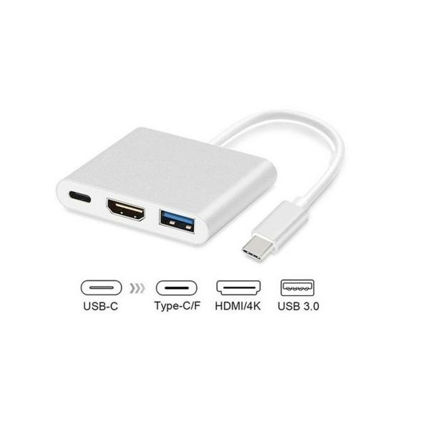 Hub USB-C 3 Portas MacLean MCTV-840 Prateado
