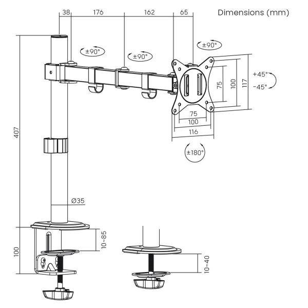 Suporte de Mesa para Ecrã MacLean MC-753N 17" 32"