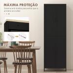 Armário de Cozinha com 4 Portas e Prateleiras Ajustáveis Anti - Tombo 60x30x170,5 cm Preto