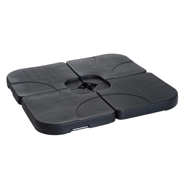 Base para Chapéu de Sol de 4 Peças Suporte para Chapéu de Sol para Jardim Pátio Exterior 50x50x7,5cm Preto