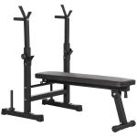 Banco de Pesos Multifuncional Dobrável com Suporte para Barras Ajustável e Estação de Dips 98 - 122x140x73 cm Preto