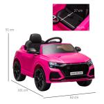 Carro Elétrico Infantil para 3 - 5 anos Licença Audi RS Q8 com Bateria 6V Controle a Distância Música MP3 Buzina e Luzes Velocidade Máx. 3km/h 101x62x51cm Rosa