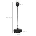 Saco de Boxe de Pé com Altura Ajustável de 4 Níveis Base Preenchida Luvas e Inflador Ø45x133 - 151 cm Preto