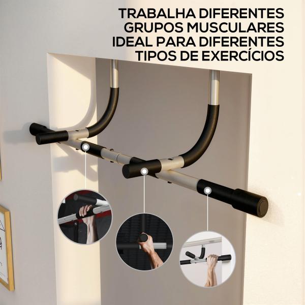Barra de Elevação para Porta Barra de Pull Up para Exercícios de Treino em Casa Carga Máxima 110 kg 92x40x17 cm Preto