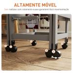 Carrinho Auxiliar Dobrável Carrinho de Cozinha com 6 Rodas 1 Gaveta e 3 Cestos de Metal 97,2x37x77,5 cm Cinza e Carvalho
