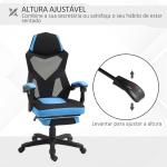 Cadeira de Escritório Ajustável em Altura Cadeira para Secretária Giratória de 360° Reclinável até 135° 58x72x108 - 118 cm Azul
