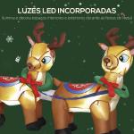 Pai Natal Insuflável com Trenó e Renas Insufláveis de Natal com Luzes LED para Exterior e Interior 240x75x100 cm Multicor