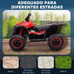 Quadriciclo Elétrico para Crianças de 3 - 5 Anos Veículo Eléctrico a Bateria 12V com 2 Motores 83x53x55,5cm Vermelho