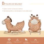 Baloiço para Crianças em Madeira com 32 Canções Cinturão de Segurança Girafa de Pelúcia 60x33x45 cm Marrom Claro