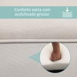 Banco de Pé de Cama Banco com Braços Curvados Estofado e Pés de Madeira Carga Máxima 130kg 102x31x51cm Creme