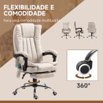 Cadeira de Massagem com 6 Pontos de Massagem Ajustáveis ​​com Função de Aquecimento Apoio para os Pés Retrátil Creme