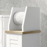 Armário Casa de Banho Moderno com Prateleiras Ajustáveis e Suporte para Papel Higiénico 18x20x80 cm Branco