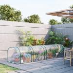 Estufa para Jardim Estufa Pequena para Cultivo de Plantas com 4 Janelas 395x100x80 cm Transparente e Verde